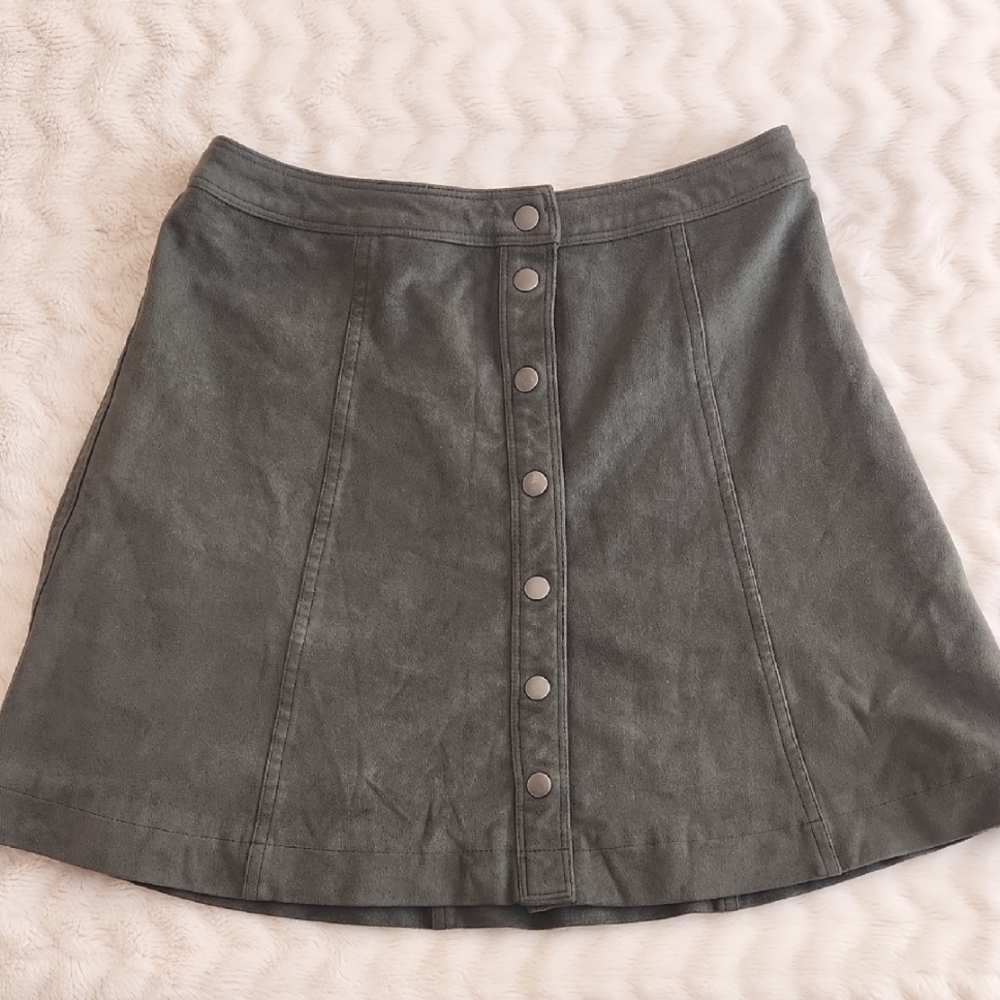 Suede Olive Green Skirt